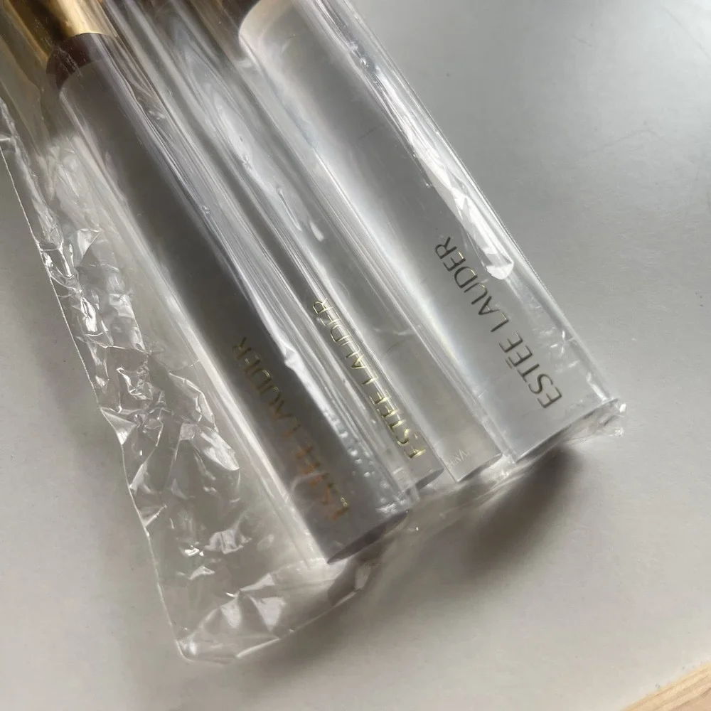 Vtg 4 Set Estee Lauder Makeup Brushes Face Cheeks Eyes Powder/Bronzer Clear Gold